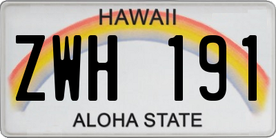 HI license plate ZWH191