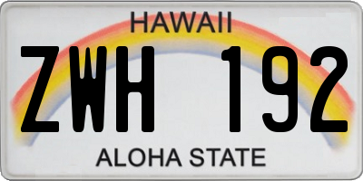HI license plate ZWH192