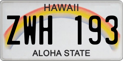 HI license plate ZWH193