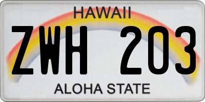 HI license plate ZWH203