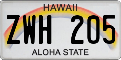 HI license plate ZWH205