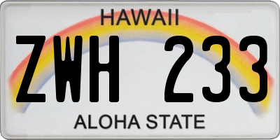 HI license plate ZWH233