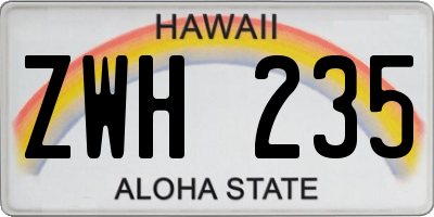 HI license plate ZWH235
