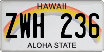 HI license plate ZWH236