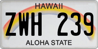 HI license plate ZWH239