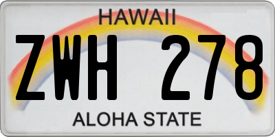 HI license plate ZWH278