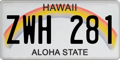 HI license plate ZWH281