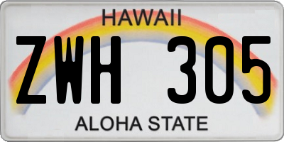 HI license plate ZWH305