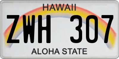 HI license plate ZWH307