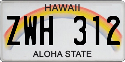 HI license plate ZWH312