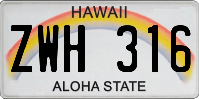 HI license plate ZWH316