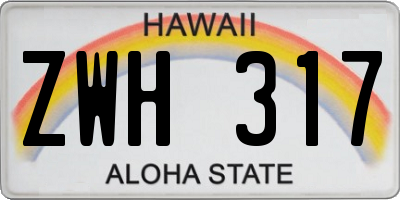 HI license plate ZWH317