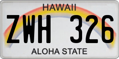 HI license plate ZWH326