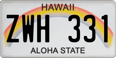HI license plate ZWH331