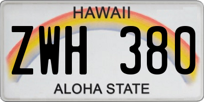 HI license plate ZWH380