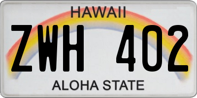 HI license plate ZWH402