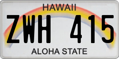 HI license plate ZWH415