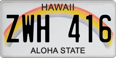 HI license plate ZWH416