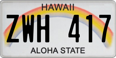 HI license plate ZWH417