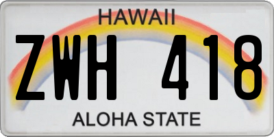 HI license plate ZWH418