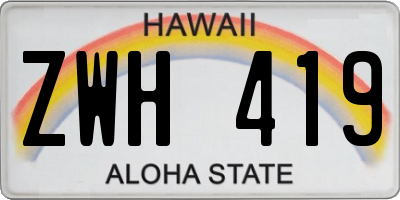 HI license plate ZWH419