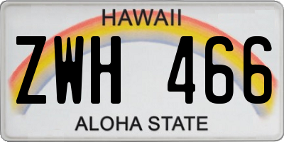 HI license plate ZWH466