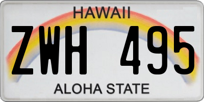 HI license plate ZWH495