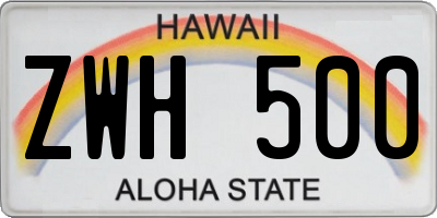 HI license plate ZWH500