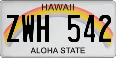 HI license plate ZWH542