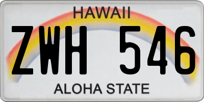 HI license plate ZWH546