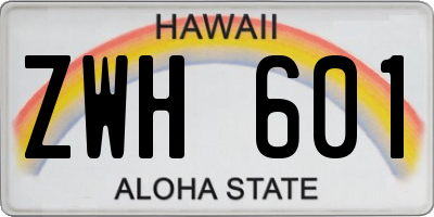 HI license plate ZWH601