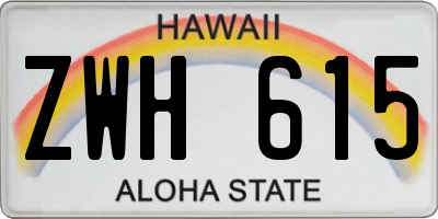 HI license plate ZWH615