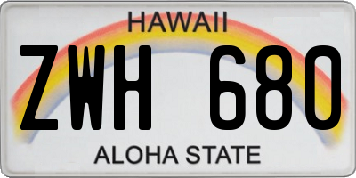HI license plate ZWH680