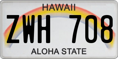 HI license plate ZWH708