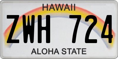 HI license plate ZWH724