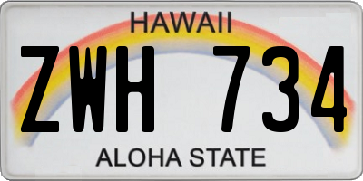 HI license plate ZWH734