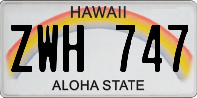 HI license plate ZWH747