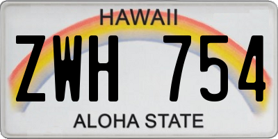 HI license plate ZWH754