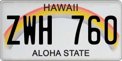 HI license plate ZWH760