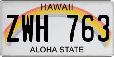 HI license plate ZWH763