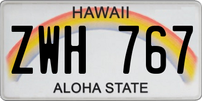 HI license plate ZWH767
