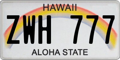 HI license plate ZWH777
