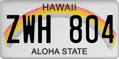 HI license plate ZWH804