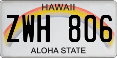 HI license plate ZWH806