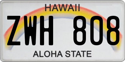 HI license plate ZWH808