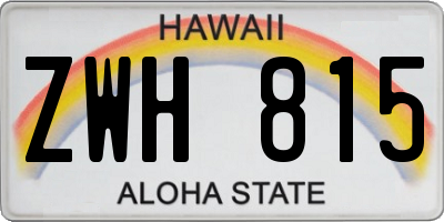 HI license plate ZWH815