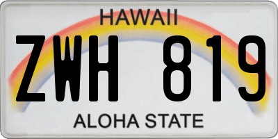 HI license plate ZWH819