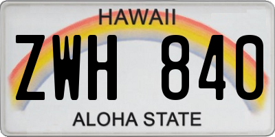 HI license plate ZWH840