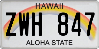 HI license plate ZWH847