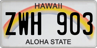 HI license plate ZWH903